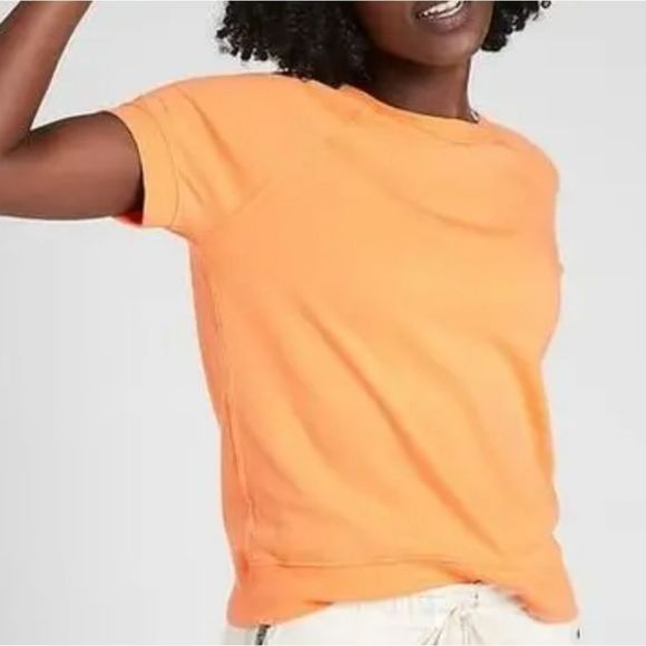 Athleta Tops - 3/$15 SALE Athleta Medium Sundown Sweatshirt Tee Short Sleeve Orange